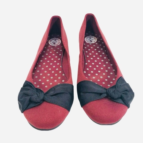 SO Authentic American Heritage Women’s Ballet Flats Size 9 Maroon w/ Black Bows - Picture 5 of 14